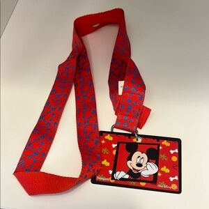 Disney Red and Blue Mickey Mouse Pin Lanyard
